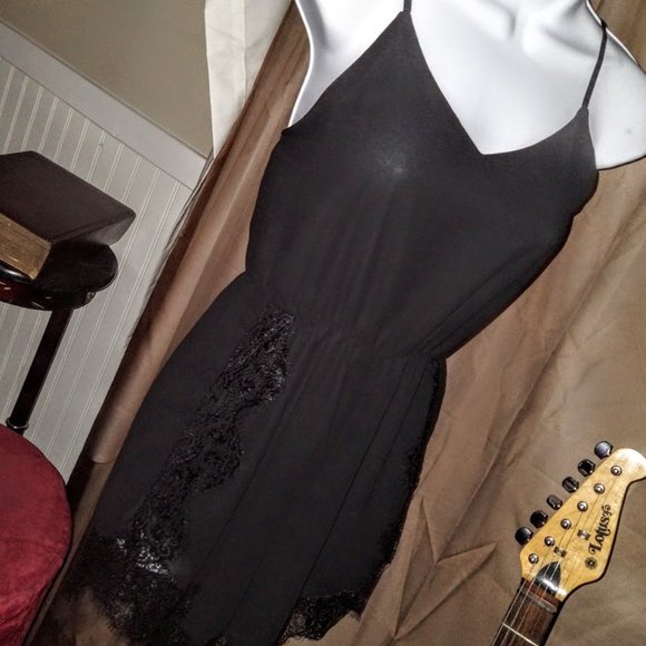 Black Sheer Lace Romper - Picture 1 of 3